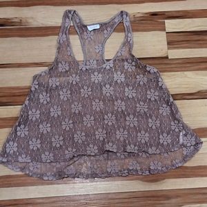 Crystal K Lace Tank Top‎ Beige L